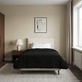 Duvet Estivo Nero 140 x 200 cm Microfibra e Fleece Teddy