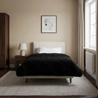 Duvet Estivo Nero 155 x 200 cm Microfibra e Fleece Teddy