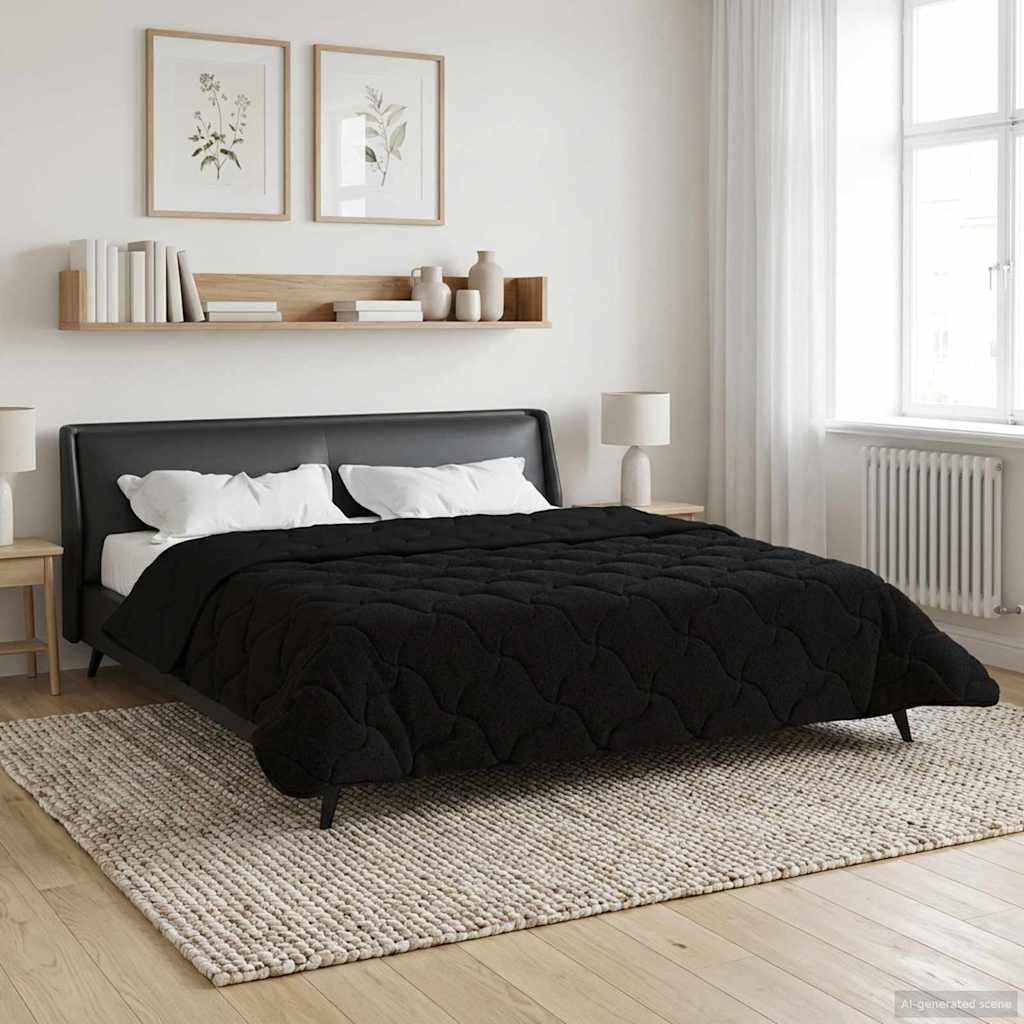 Duvet Estivo Nero 200 x 200 cm Microfibra e Fleece Teddy