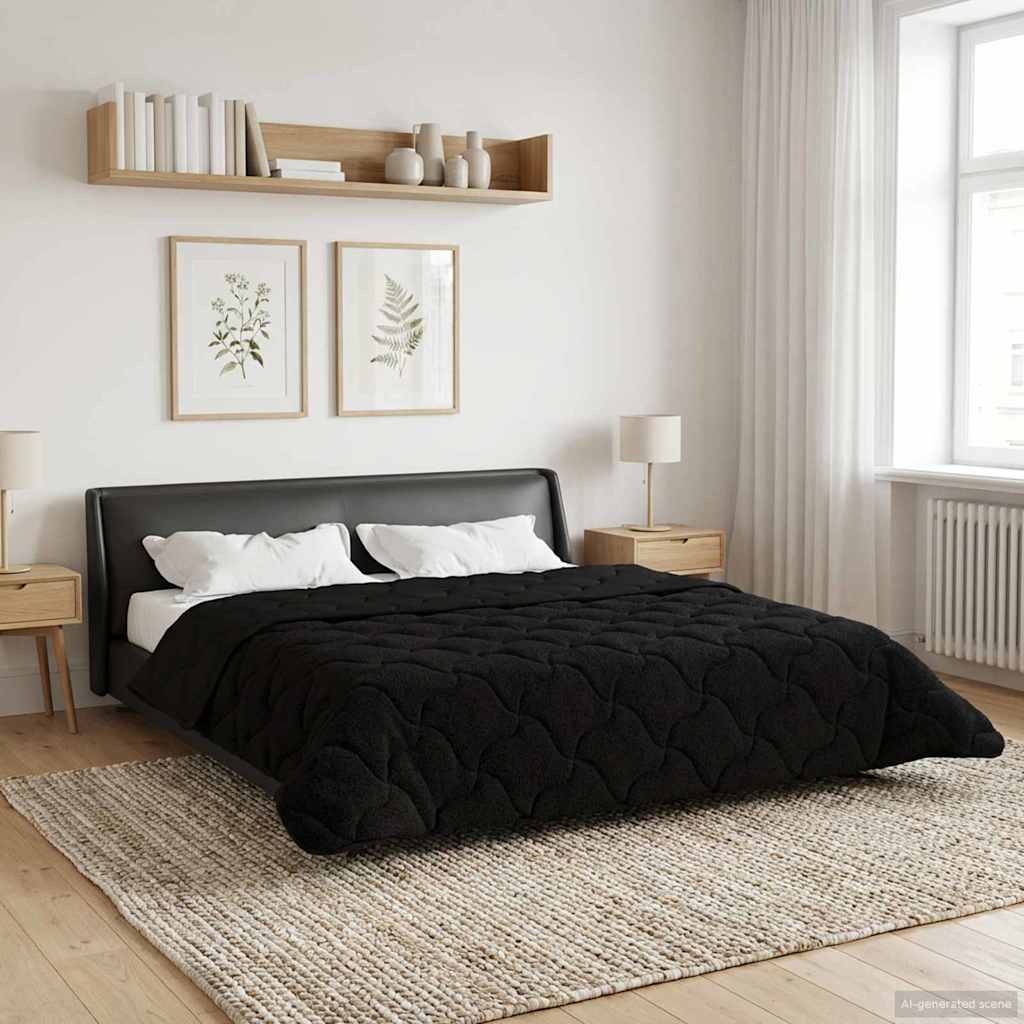 Duvet Estivo Nero 200 x 240 cm Microfibra e Fleece Teddy