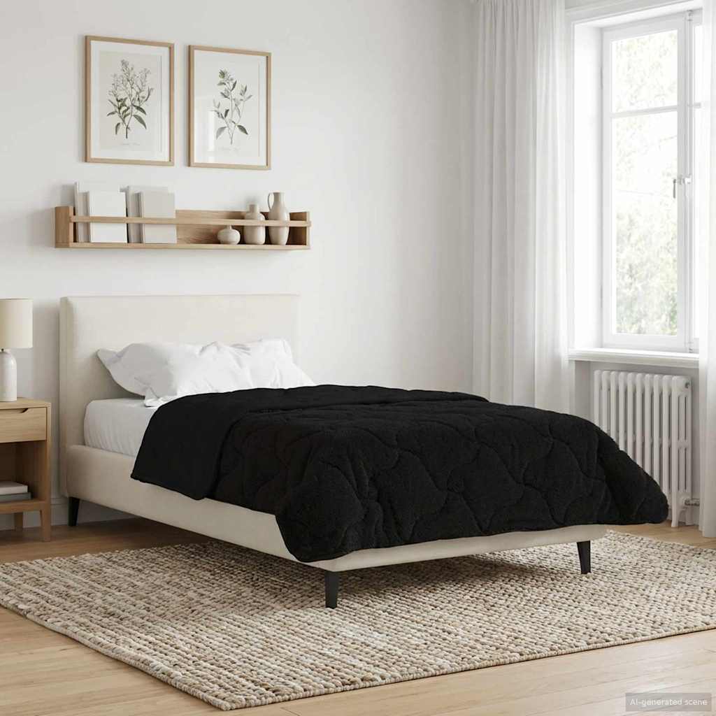 Duvet Estivo Nero 155 x 220 cm Microfibra e Fleece Teddy
