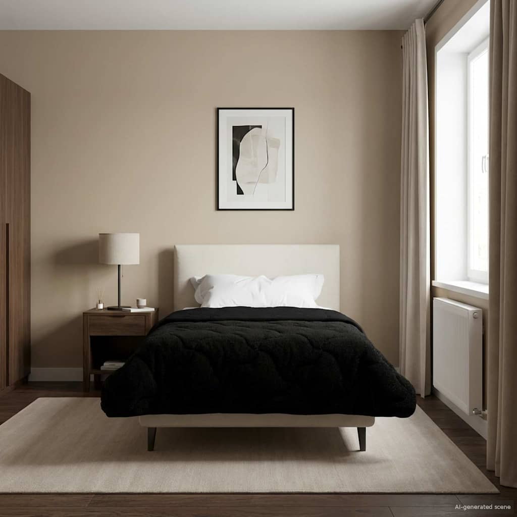 Duvet Estivo Nero 155 x 220 cm Microfibra e Fleece Teddy