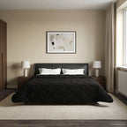 Duvet Estivo Nero 200 x 220 cm Microfibra e Fleece Teddy