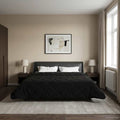 Duvet Estivo Nero 220 x 260 cm Microfibra e Fleece Teddy