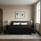 Duvet Estivo Nero 220 x 260 cm Microfibra e Fleece Teddy