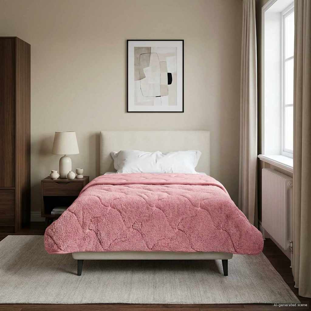Duvet Estivo Rosa 155 x 200 cm Microfibra e Fleece Teddy