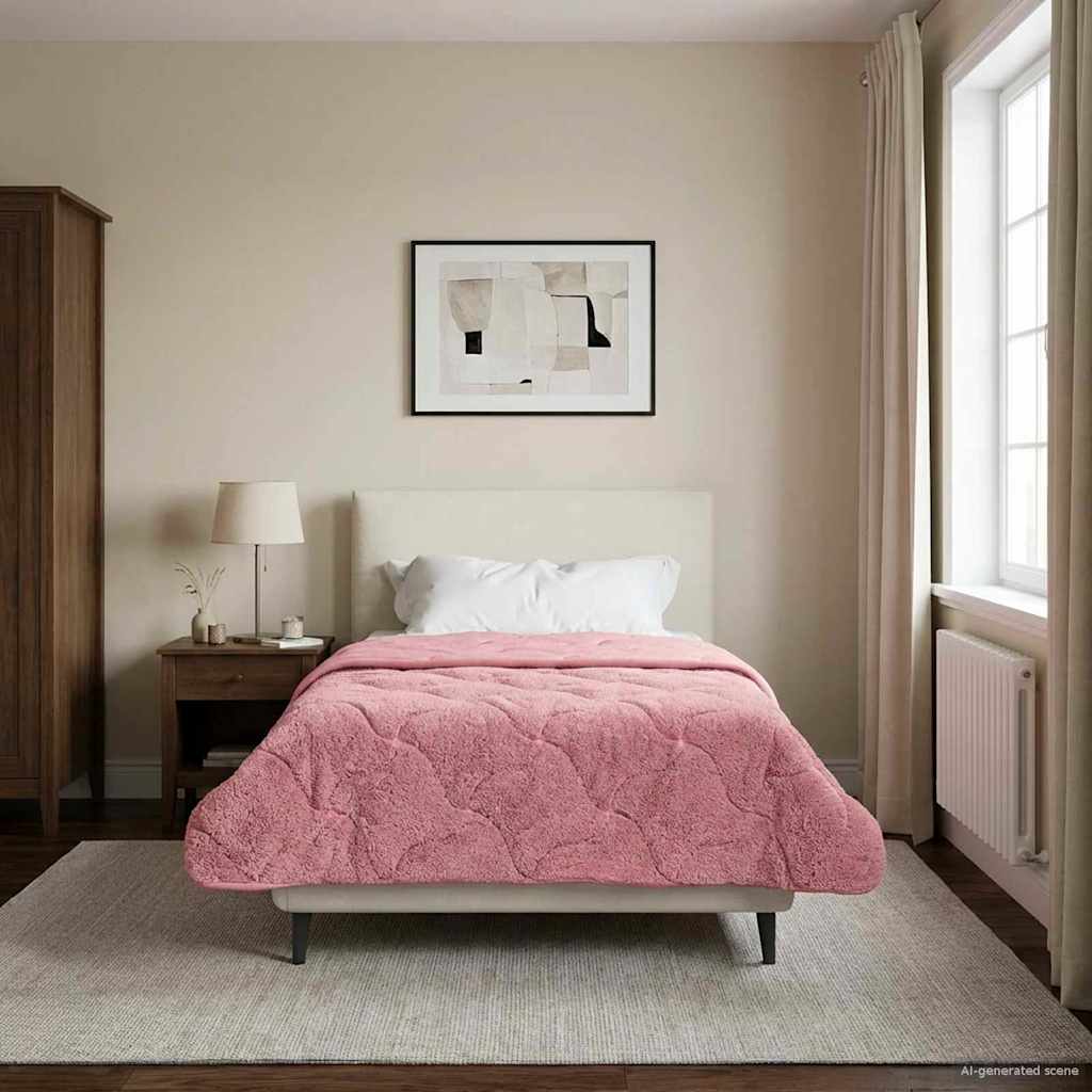 Duvet Estivo Rosa 155 x 220 cm Microfibra e Fleece Teddy