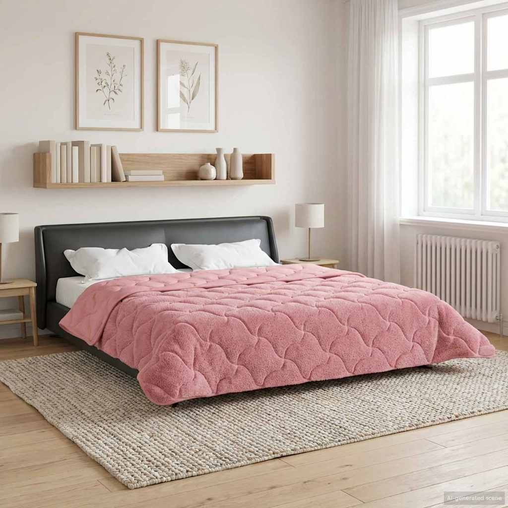 Duvet Estivo Rosa 220 x 240 cm Microfibra e Fleece Teddy