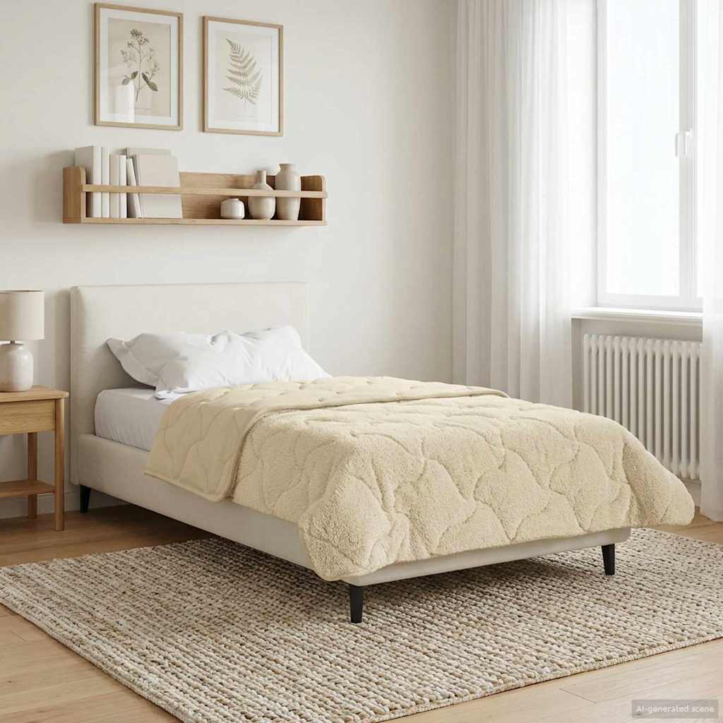 Duvet Estivo Crema 155 x 200 cm Microfibra e Fleece Teddy