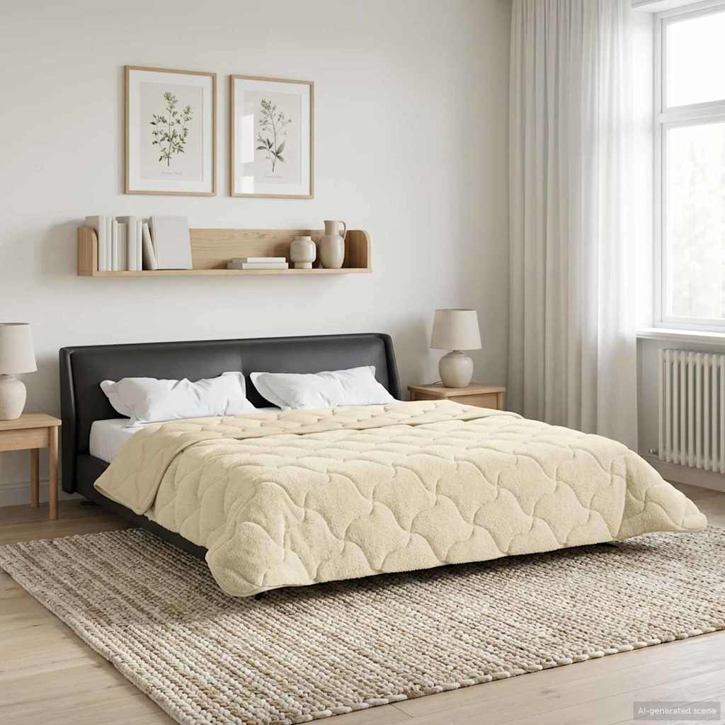Duvet Estivo Crema 200 x 200 cm Microfibra e Fleece Teddy