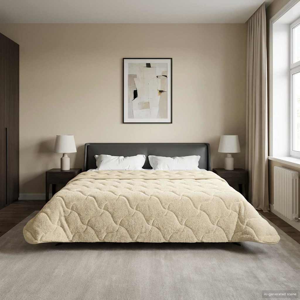 Duvet Estivo Crema 200 x 200 cm Microfibra e Fleece Teddy