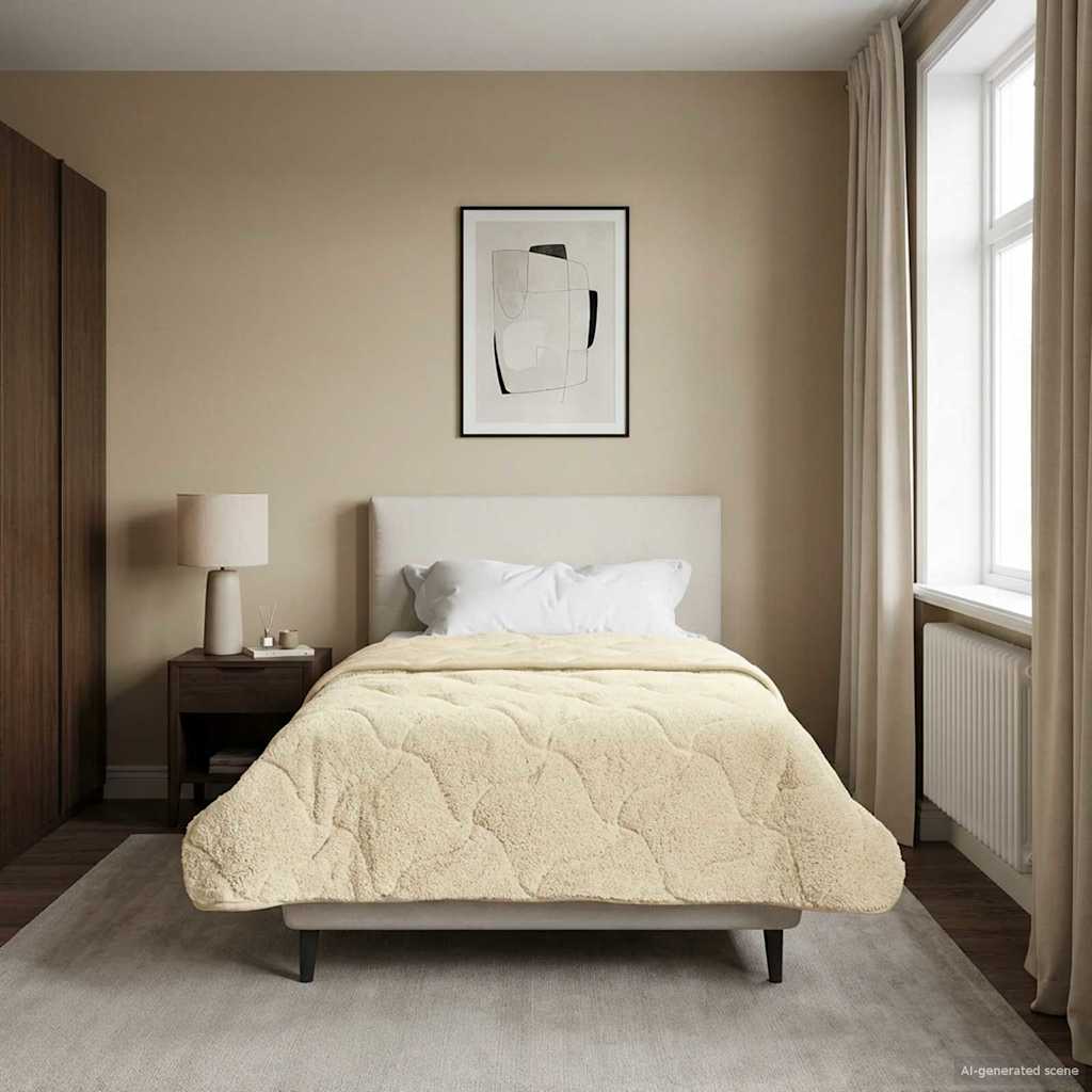 Duvet Estivo Crema 155 x 220 cm Microfibra e Fleece Teddy