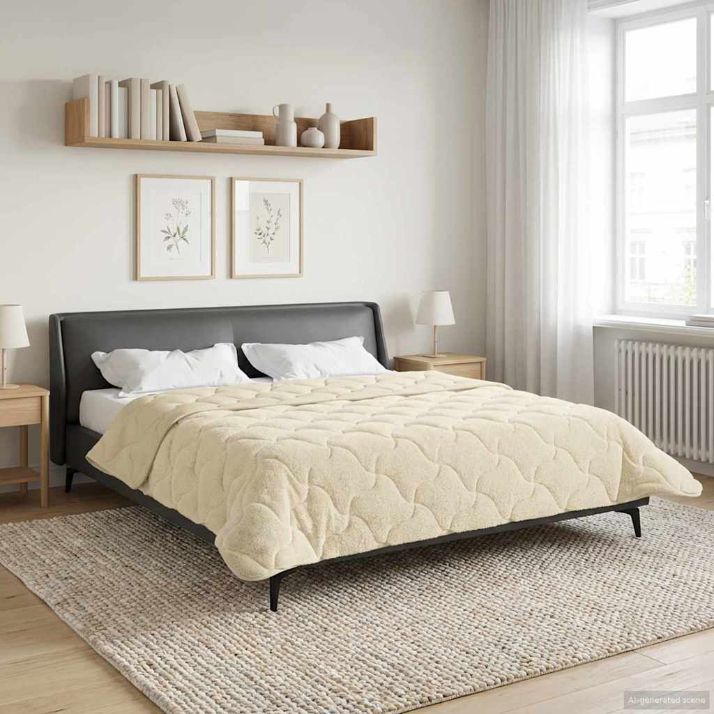 Duvet Estivo Crema 220 x 260 cm Microfibra e Fleece Teddy