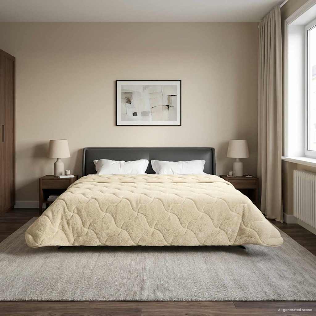 Duvet Estivo Crema 220 x 260 cm Microfibra e Fleece Teddy