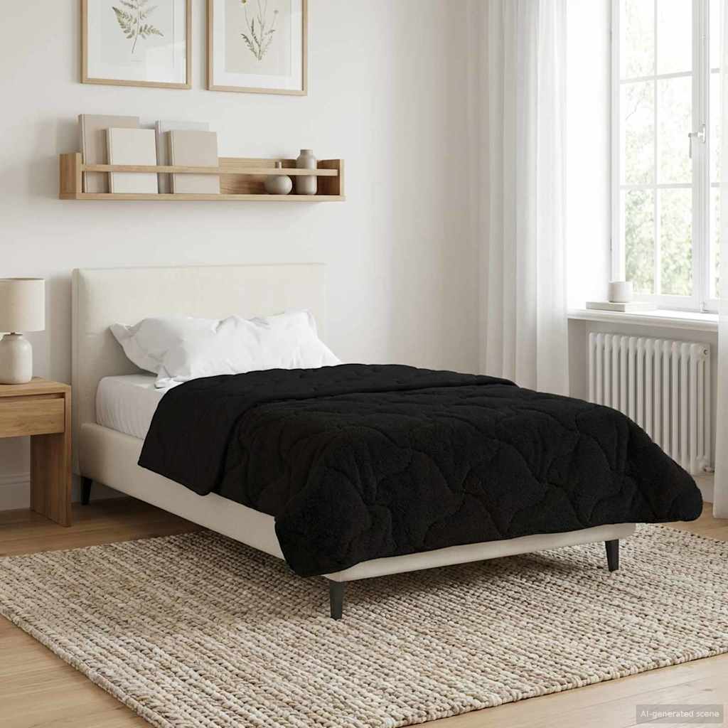 Duvet Invernale Nero 135 x 200 cm Microfibra e Fleece Teddy