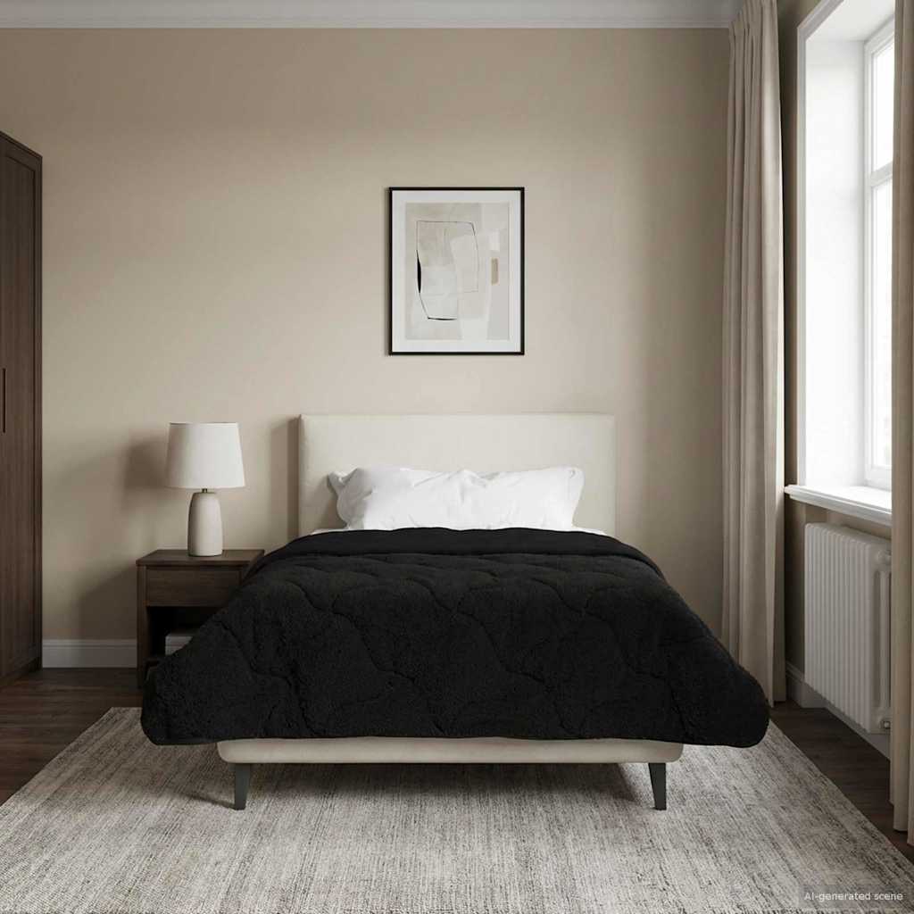 Duvet Invernale Nero 135 x 200 cm Microfibra e Fleece Teddy