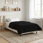 Duvet Invernale Nero 140 x 220 cm Microfibra e Fleece Teddy