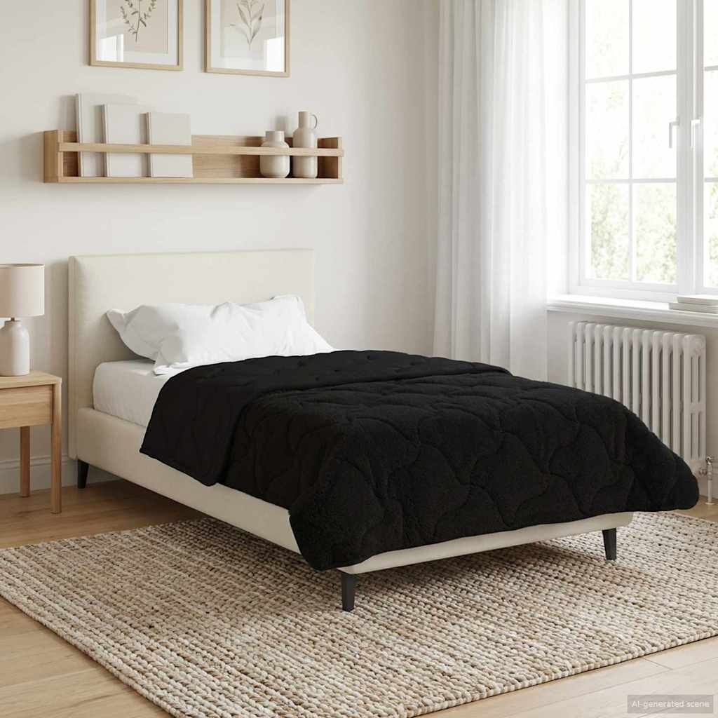 Duvet Invernale Nero 140 x 220 cm Microfibra e Fleece Teddy