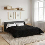 Duvet Invernale Nero 200 x 200 cm Microfibra e Fleece Teddy