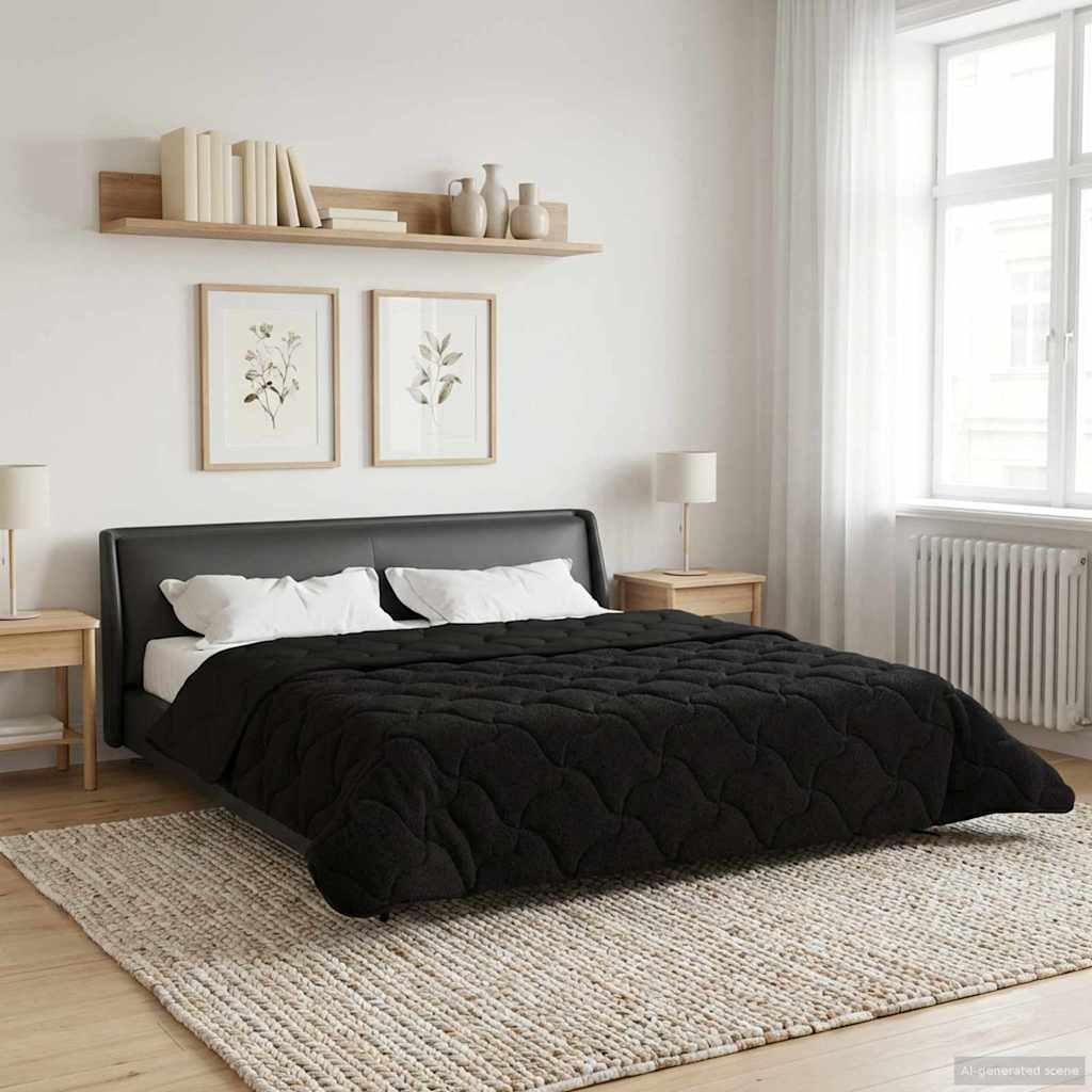 Duvet Invernale Nero 200 x 200 cm Microfibra e Fleece Teddy