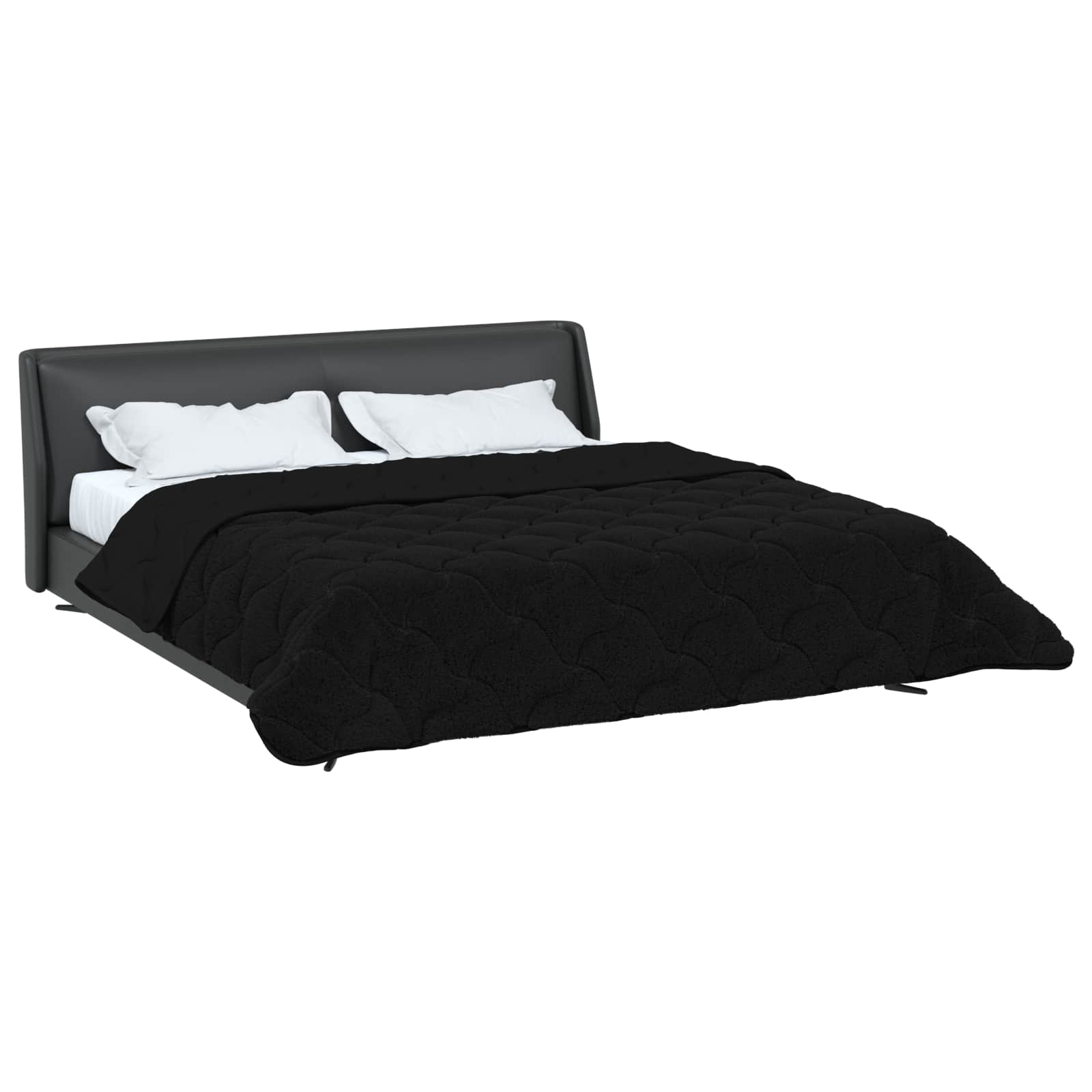 Duvet Invernale Nero 200 x 200 cm Microfibra e Fleece Teddy