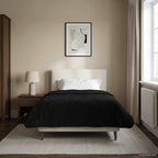 Duvet Invernale Nero 155 x 220 cm Microfibra e Fleece Teddy
