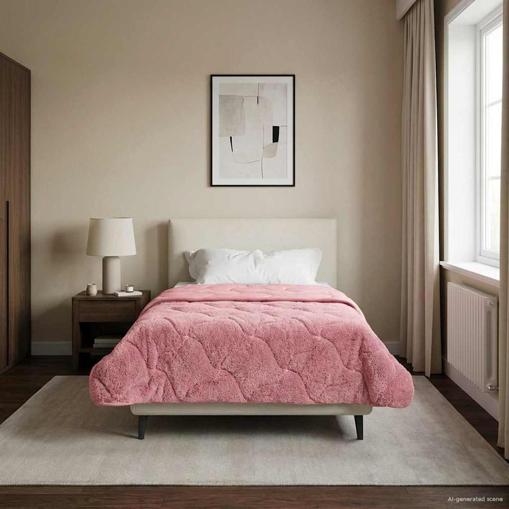 Duvet Invernale Rosa 135 x 200 cm Microfibra e Fleece Teddy