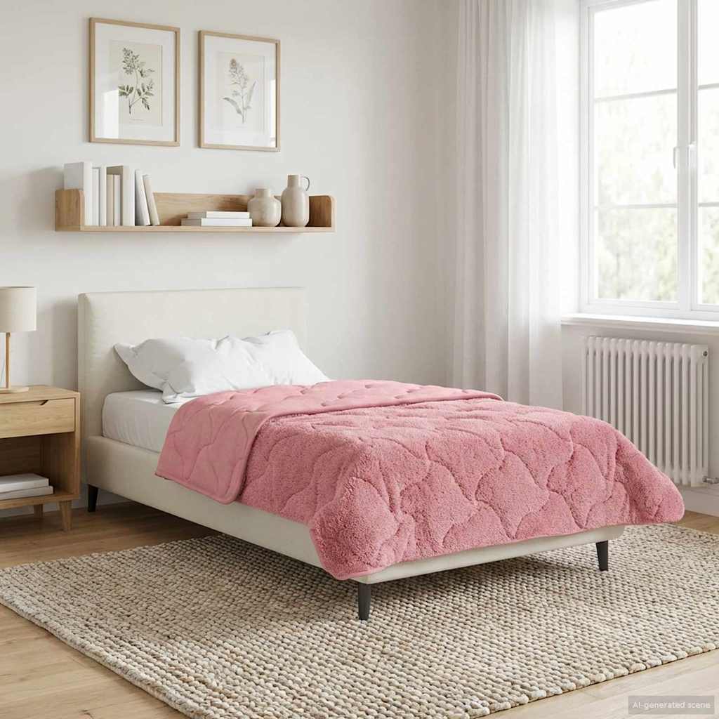 Duvet Invernale Rosa 140 x 220 cm Microfibra e Fleece Teddy