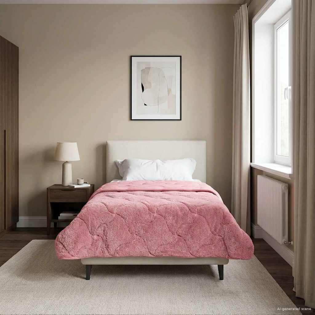 Duvet Invernale Rosa 140 x 220 cm Microfibra e Fleece Teddy
