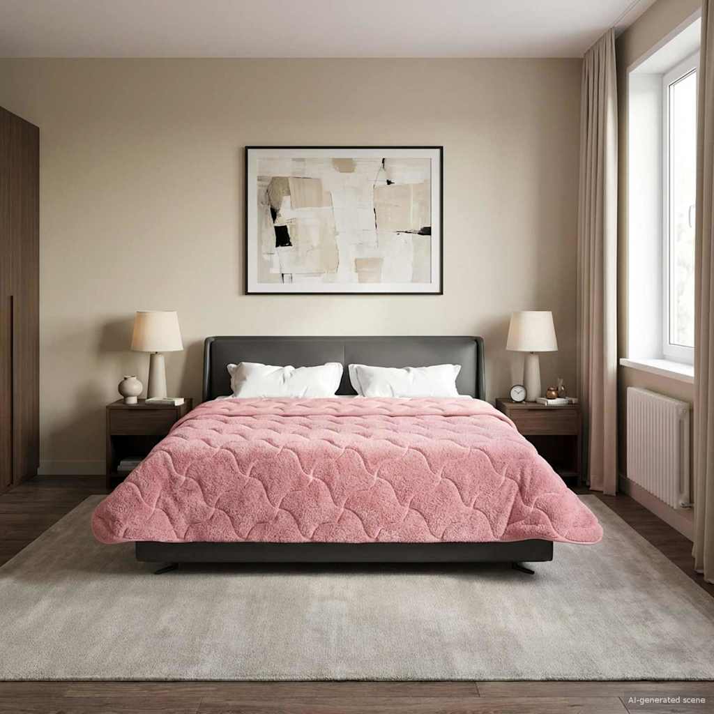 Duvet Invernale Rosa 200 x 200 cm Microfibra e Fleece Teddy