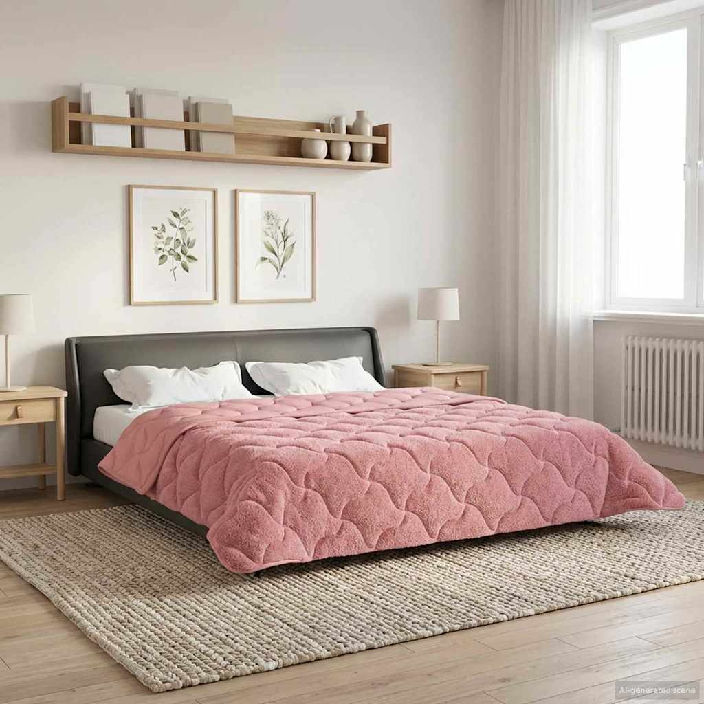 Duvet Invernale Rosa 200 x 240 cm Microfibra e Fleece Teddy