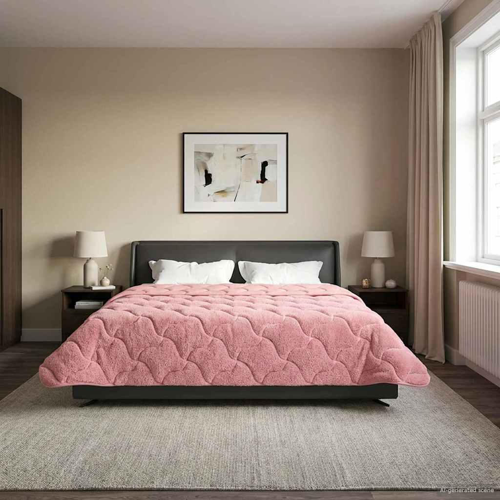 Duvet Invernale Rosa 200 x 240 cm Microfibra e Fleece Teddy