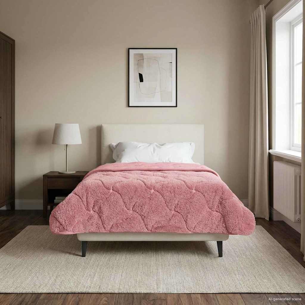 Duvet Invernale Rosa 155 x 220 cm Microfibra e Fleece Teddy