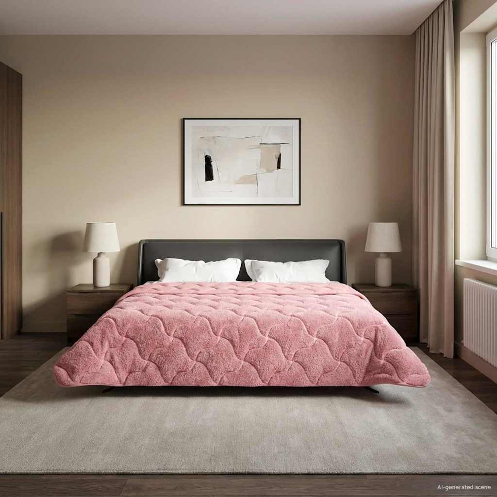Duvet Invernale Rosa 200 x 220 cm Microfibra e Fleece Teddy