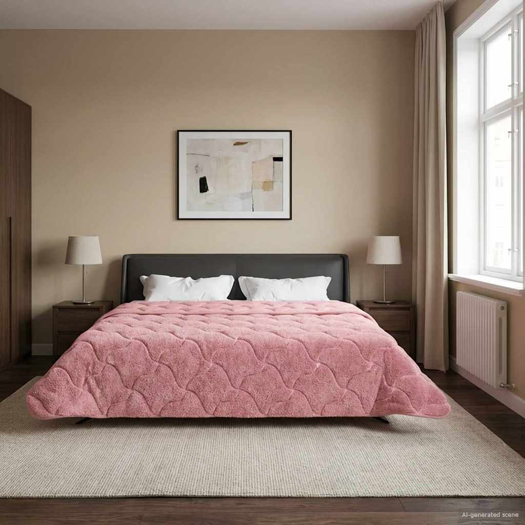 Duvet Invernale Rosa 220 x 240 cm Microfibra e Fleece Teddy