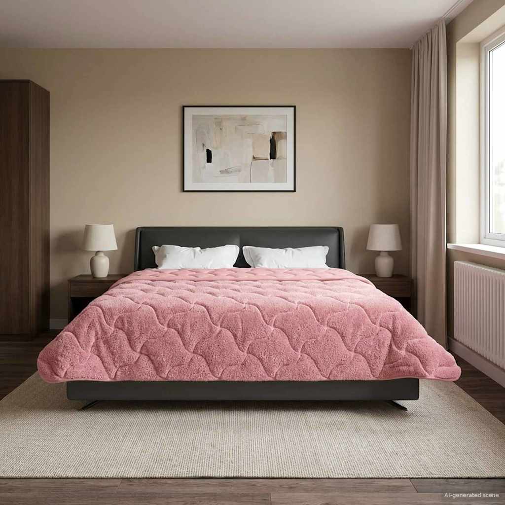 Duvet Invernale Rosa 220 x 260 cm Microfibra e Fleece Teddy