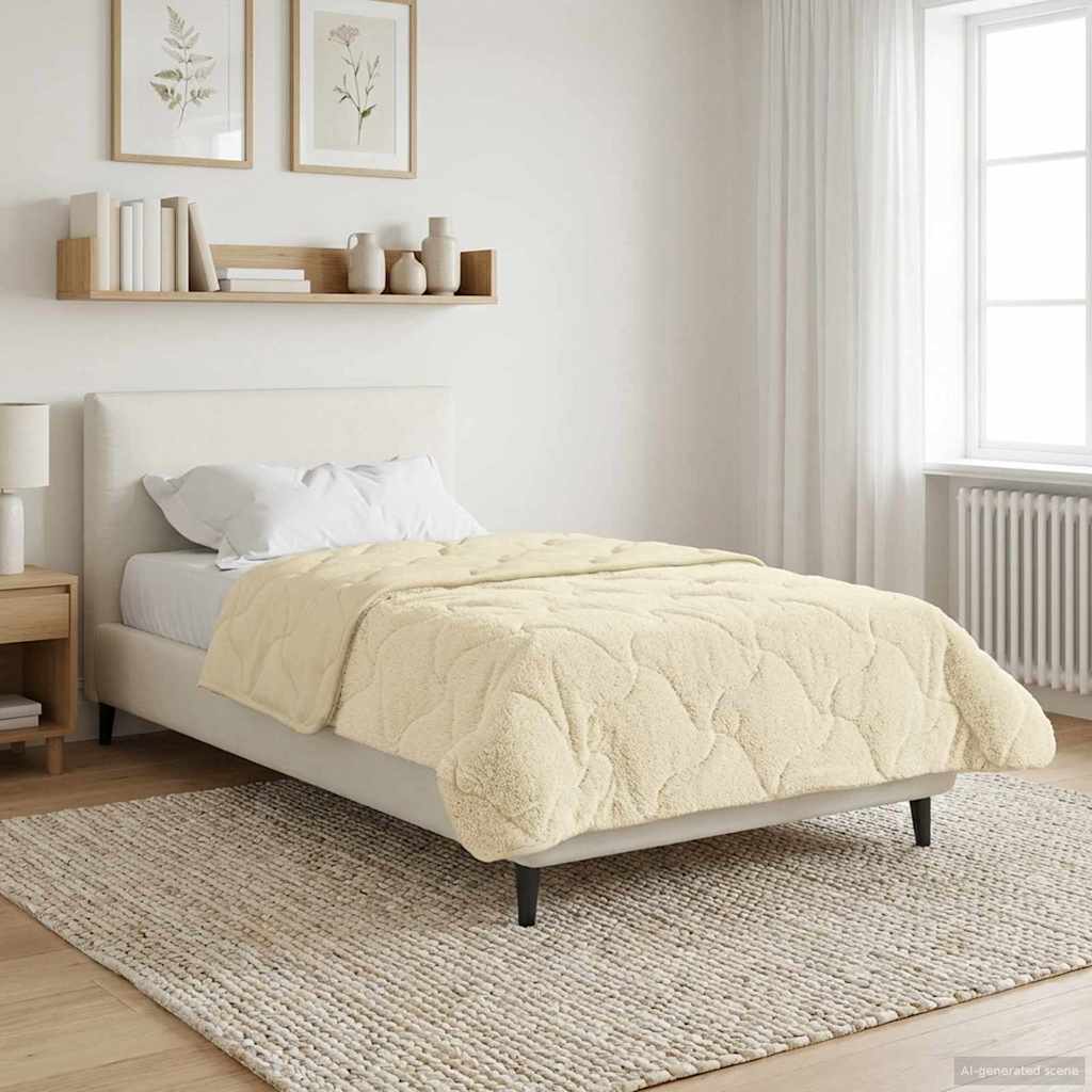 Duvet Invernale Crema 135 x 200 cm Microfibra e Fleece Teddy