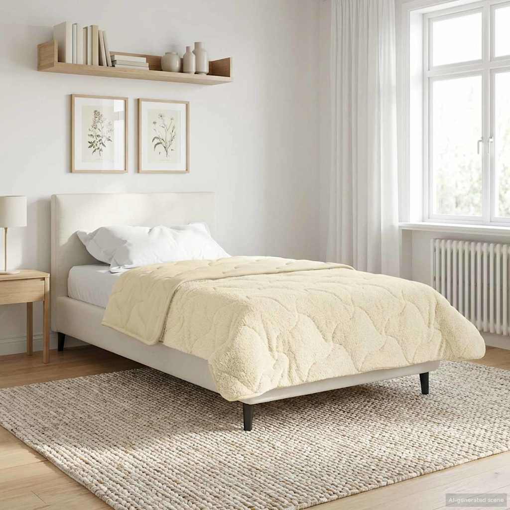 Duvet Invernale Crema 140 x 200 cm Microfibra e Fleece Teddy