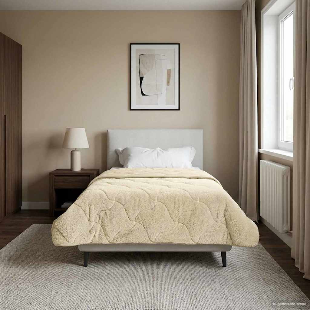 Duvet Invernale Crema 140 x 200 cm Microfibra e Fleece Teddy