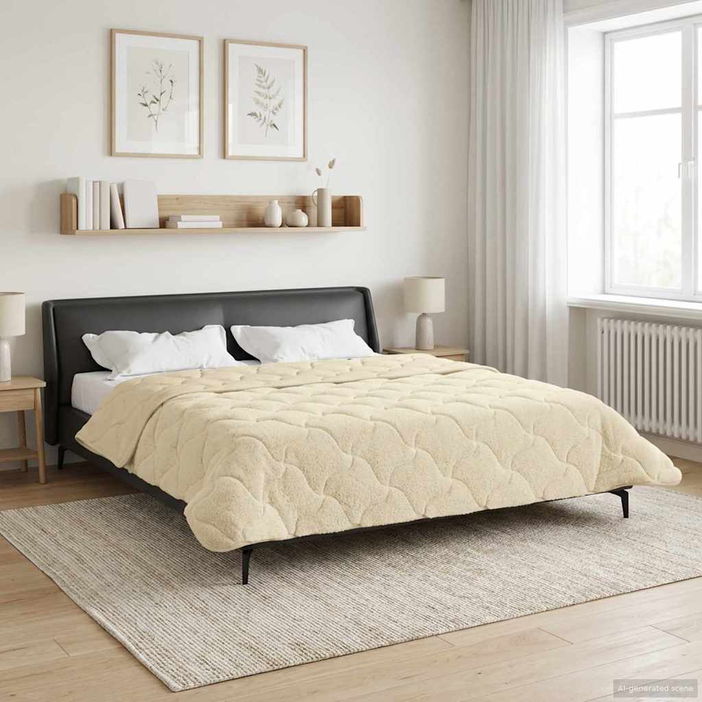Duvet Invernale Crema 200 x 200 cm Microfibra e Fleece Teddy
