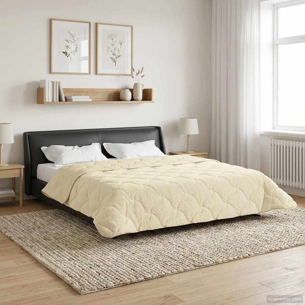 Duvet Invernale Crema 200 x 240 cm Microfibra e Fleece Teddy