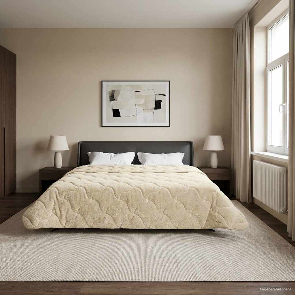 Duvet Invernale Crema 200 x 240 cm Microfibra e Fleece Teddy