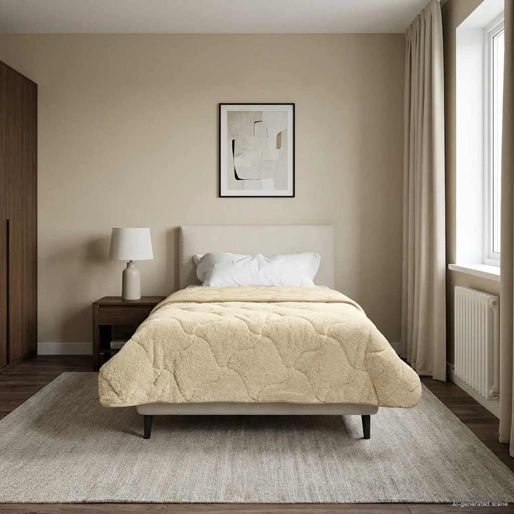 Duvet Invernale Crema 135 x 220 cm Microfibra e Fleece Teddy