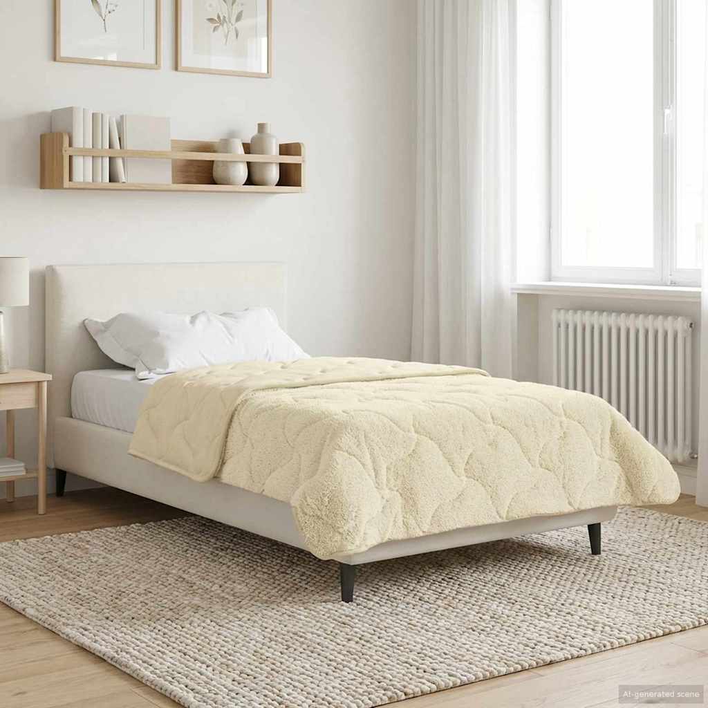 Duvet Invernale Crema 140 x 220 cm Microfibra e Fleece Teddy