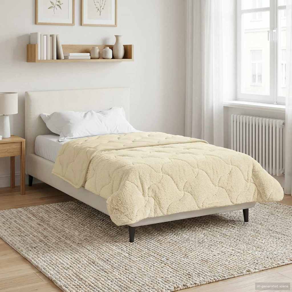 Duvet Invernale Crema 155 x 220 cm Microfibra e Fleece Teddy