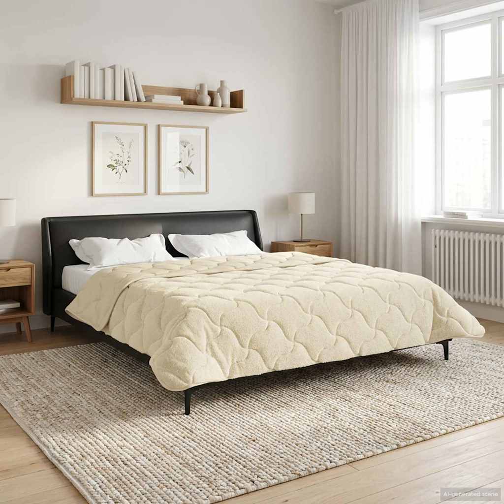 Duvet Invernale Crema 220 x 240 cm Microfibra e Fleece Teddy
