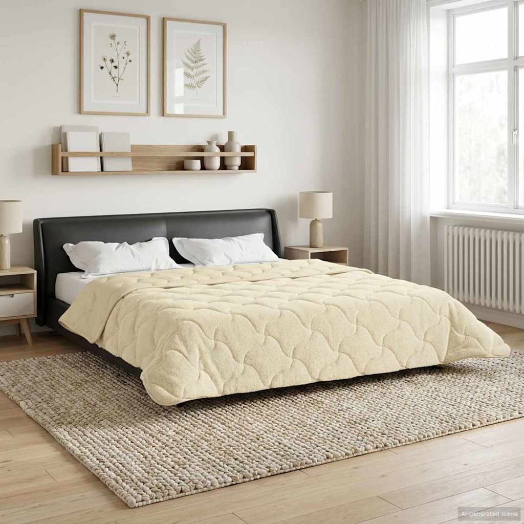 Duvet Invernale Crema 240 x 260 cm Microfibra e Fleece Teddy