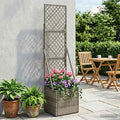 Vaso da Giardino con Trellis Grigio 35 x 30 x 135 cm polyrattan