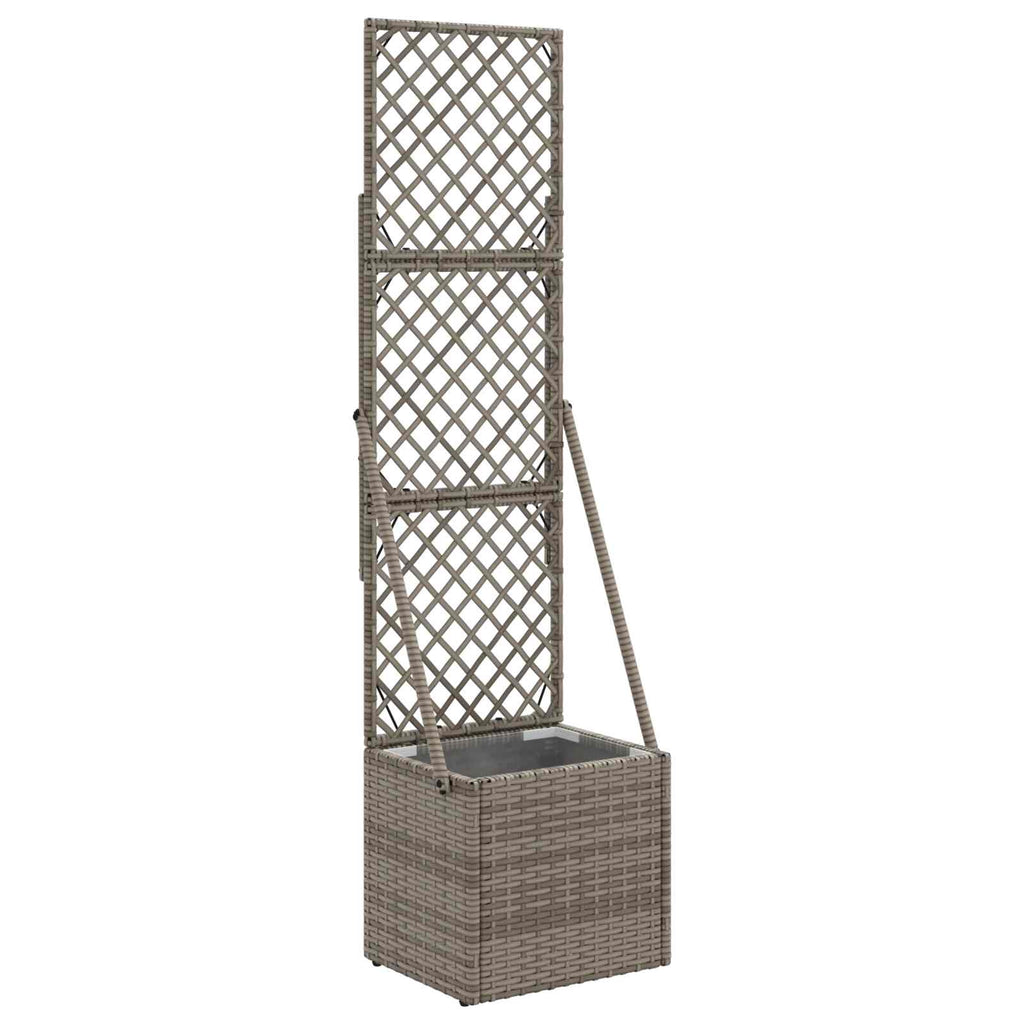 Vaso da Giardino con Trellis Grigio 35 x 30 x 135 cm polyrattan