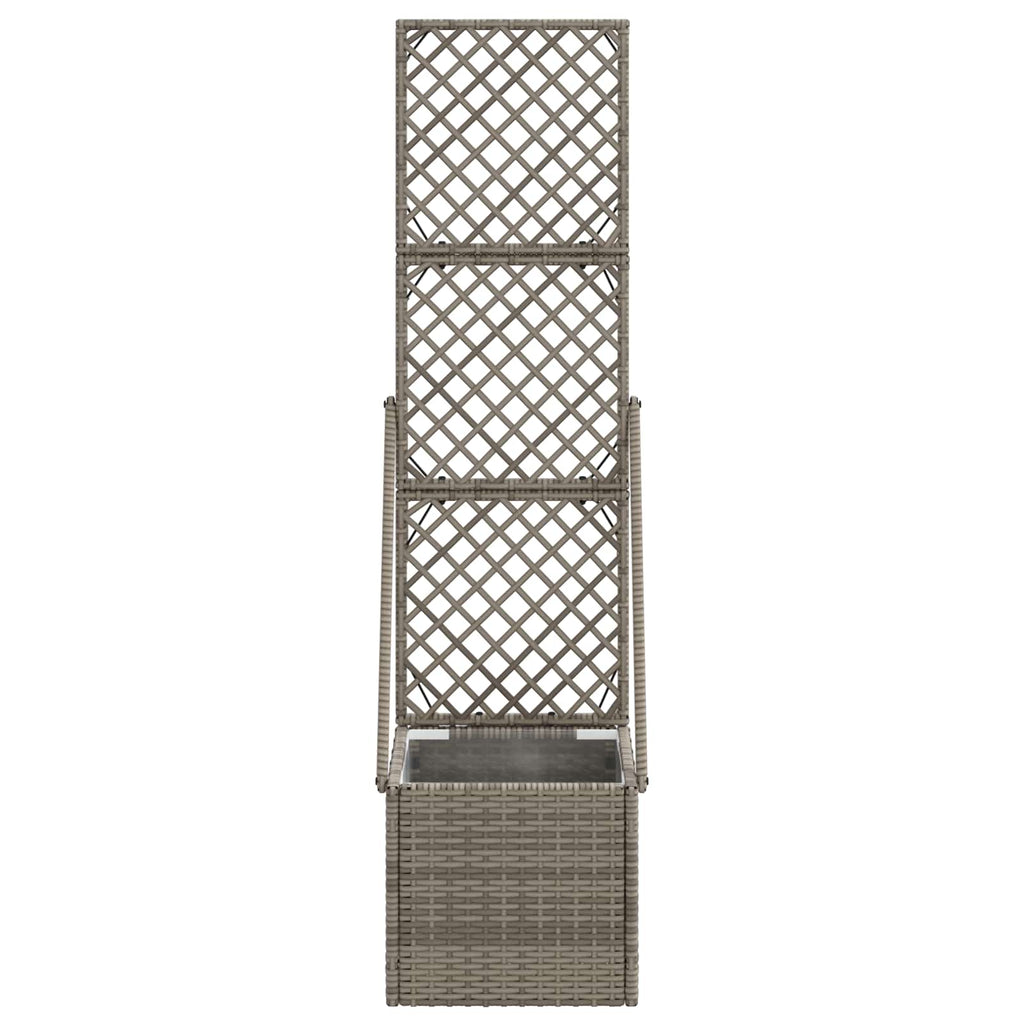 Vaso da Giardino con Trellis Grigio 35 x 30 x 135 cm polyrattan